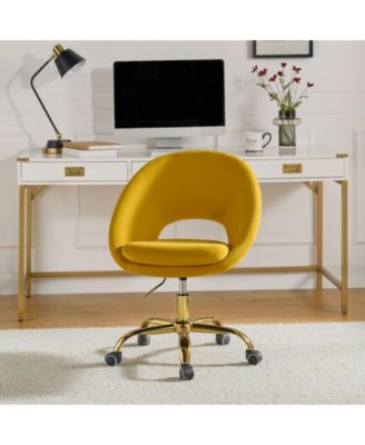 Modern Velvet Office Chair with Adjustable Swivel for Study Vanity