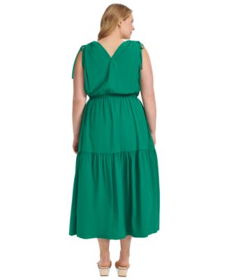 Calvin Klein Plus Size V-Neck Sleeveless Tiered Midi Dress Macy's