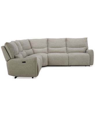 Olper 5-Pc. Fabric Zero Wall Sectional Sofa with Two Power Motion Pieces, Created for Macy's	