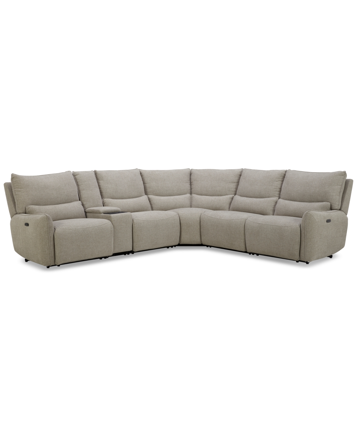 Shop Macy's Olper 6-pc. Fabric Zero Wall Sectional Sofa With Two Power Motion Pieces & Console, Created For Macy In Sand