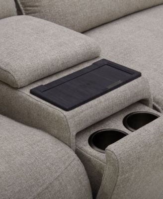 Olper 5-Pc. Fabric Zero Wall Sectional Sofa with Two Power Motion Pieces & Console, Created for Macy's