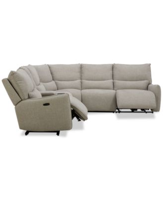 Olper 6-Pc. Fabric Zero Wall Sectional Sofa with Two Power Motion Pieces & Console, Created for Macy's