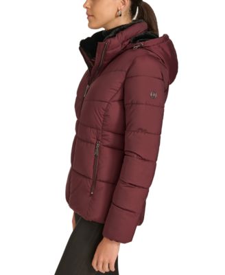 Women's Faux-Fur-Lined Hooded Puffer Coat