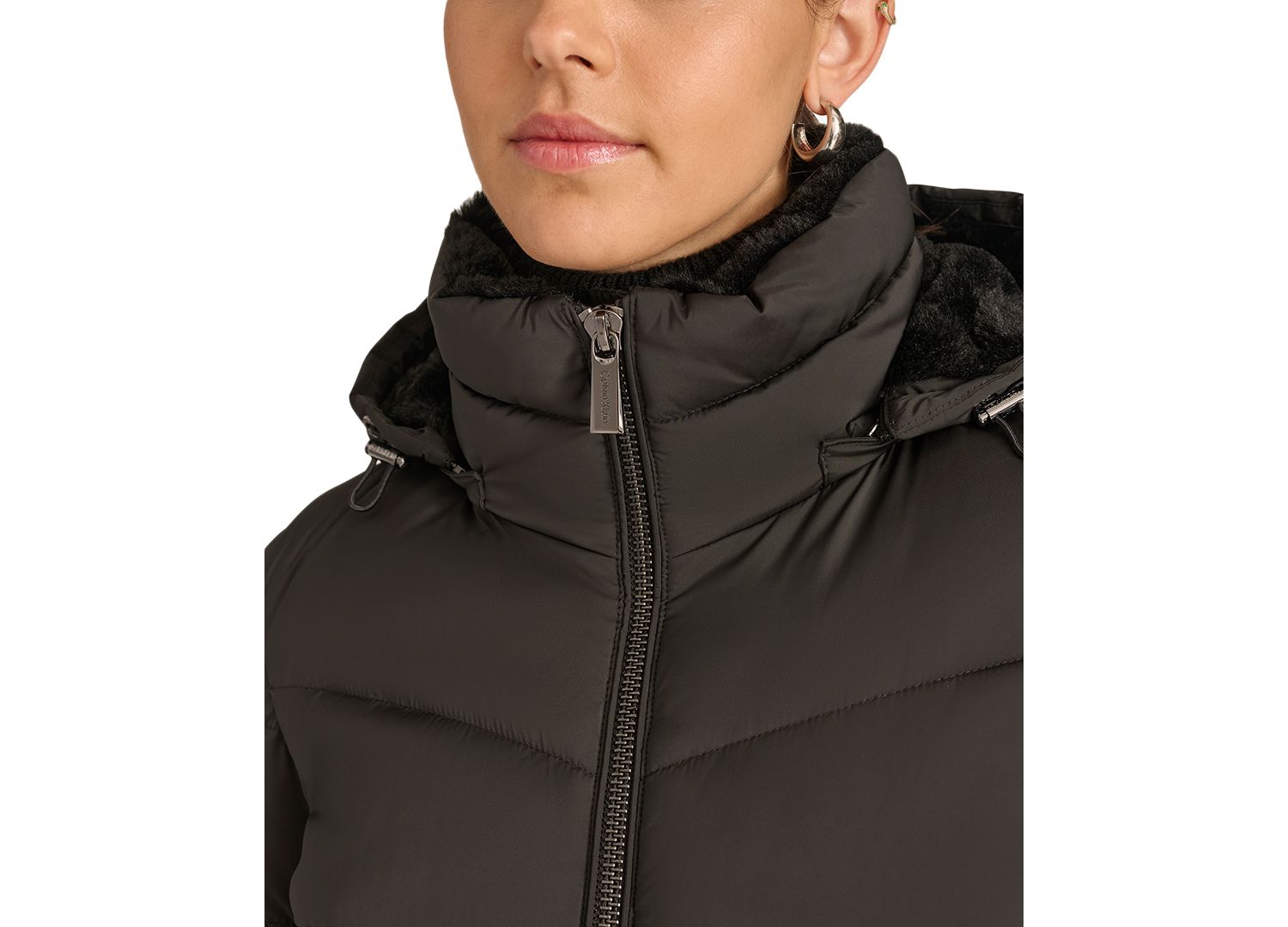 Women's Faux-Fur-Lined Hooded Puffer Coat