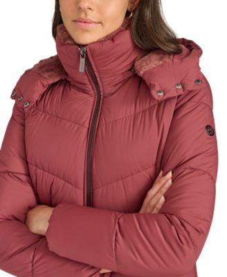 Women's Hooded Faux-Fur-Lined Midi Puffer Coat