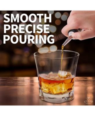 Stainless Steel Liquor Pourers with Rubber Dust Caps - 6 Pack