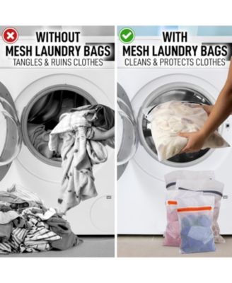 5 Pack Mix Size Reusable Mesh Laundry Bags for Delicates and Washing Machine (2 Small, 2 Medium, 1 Large)