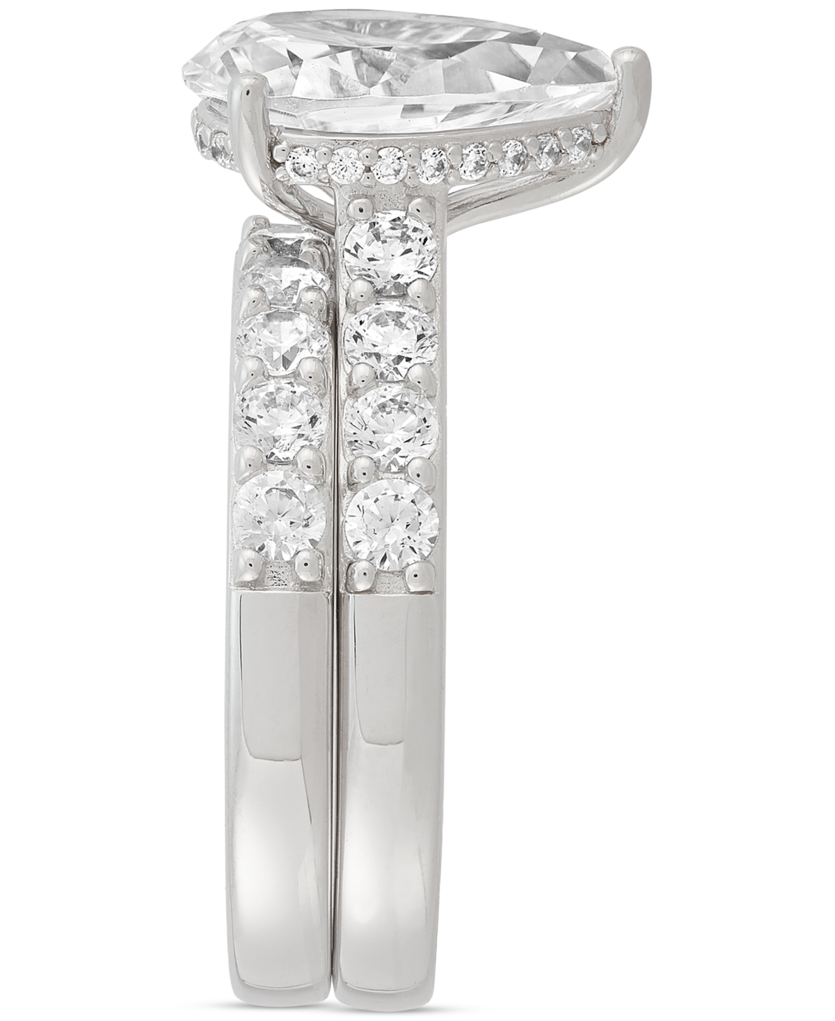 Shop Arabella Cubic Zirconia Pear & Round Bridal Set In Sterling Silver