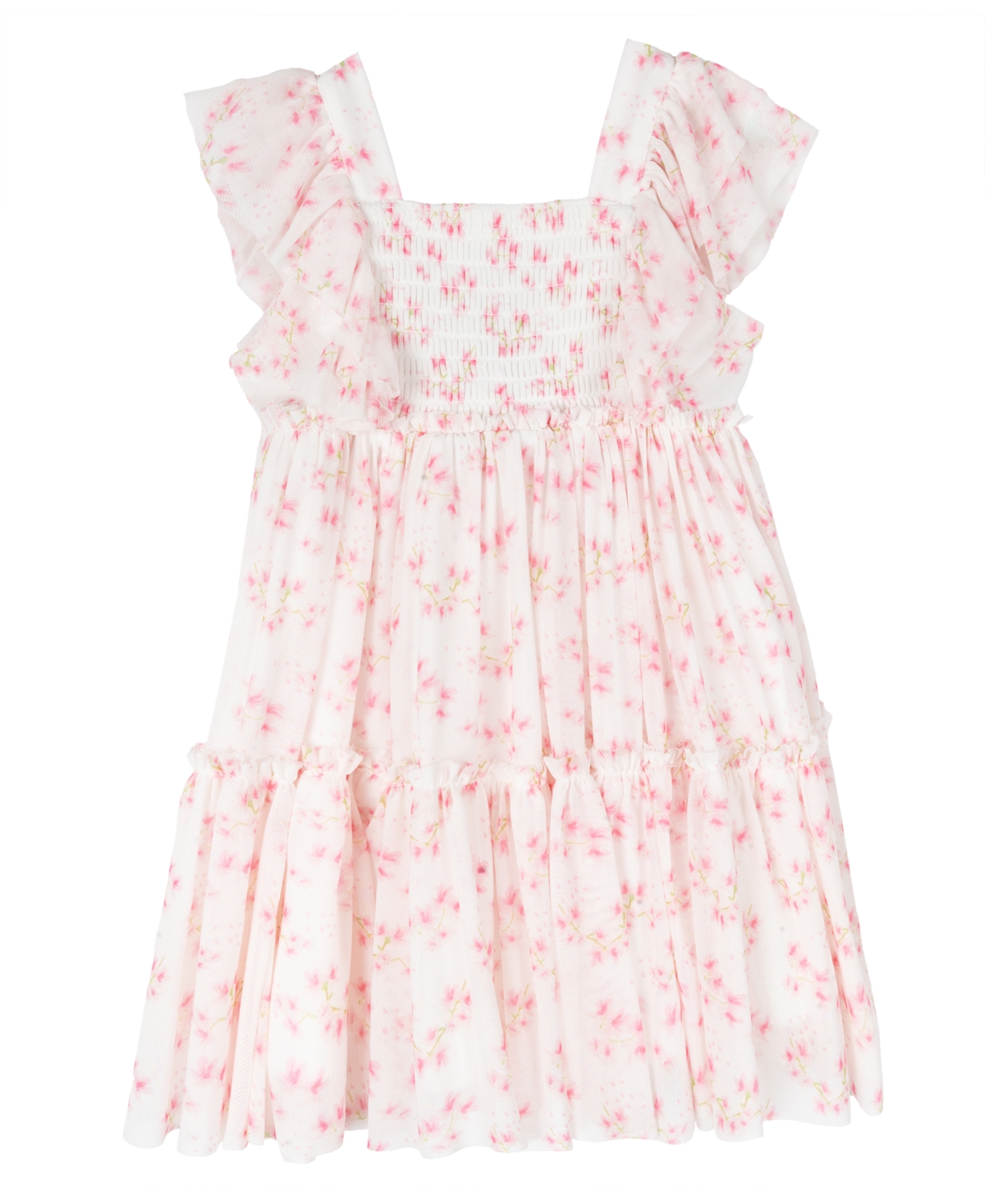 Shop Rare Editions Baby Girl Floral Power Mesh Dress In Pink