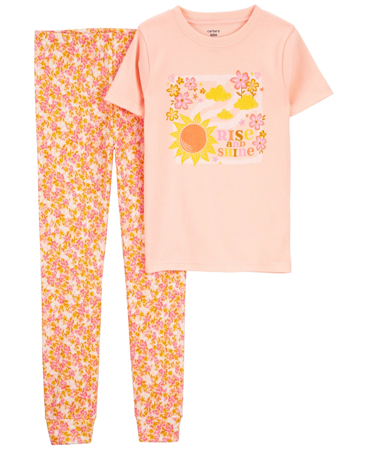 Carter's Kids' Big Girls 2 Piece Rise And Shine 100% Snug Fit Cotton Pajamas In Multi