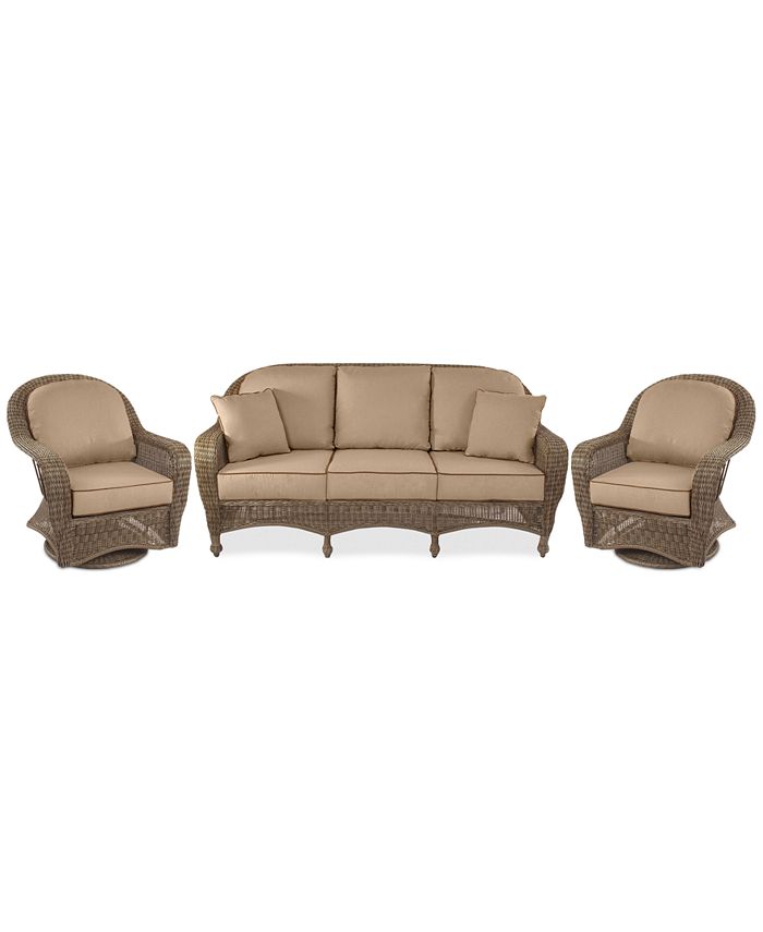 Furniture Sandy Cove Outdoor Wicker 3Pc. Seating Set (1 Sofa and 2