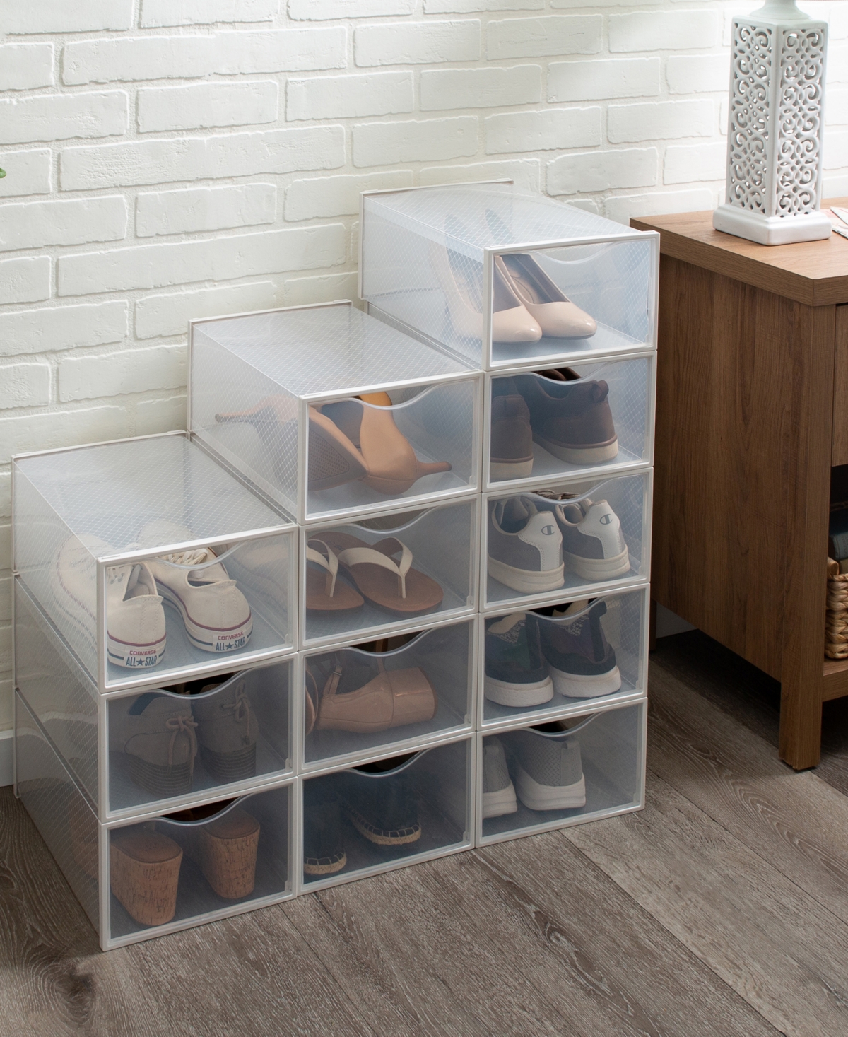 Shop Simplify Set Of 12 Stackable Shoe Boxes In White