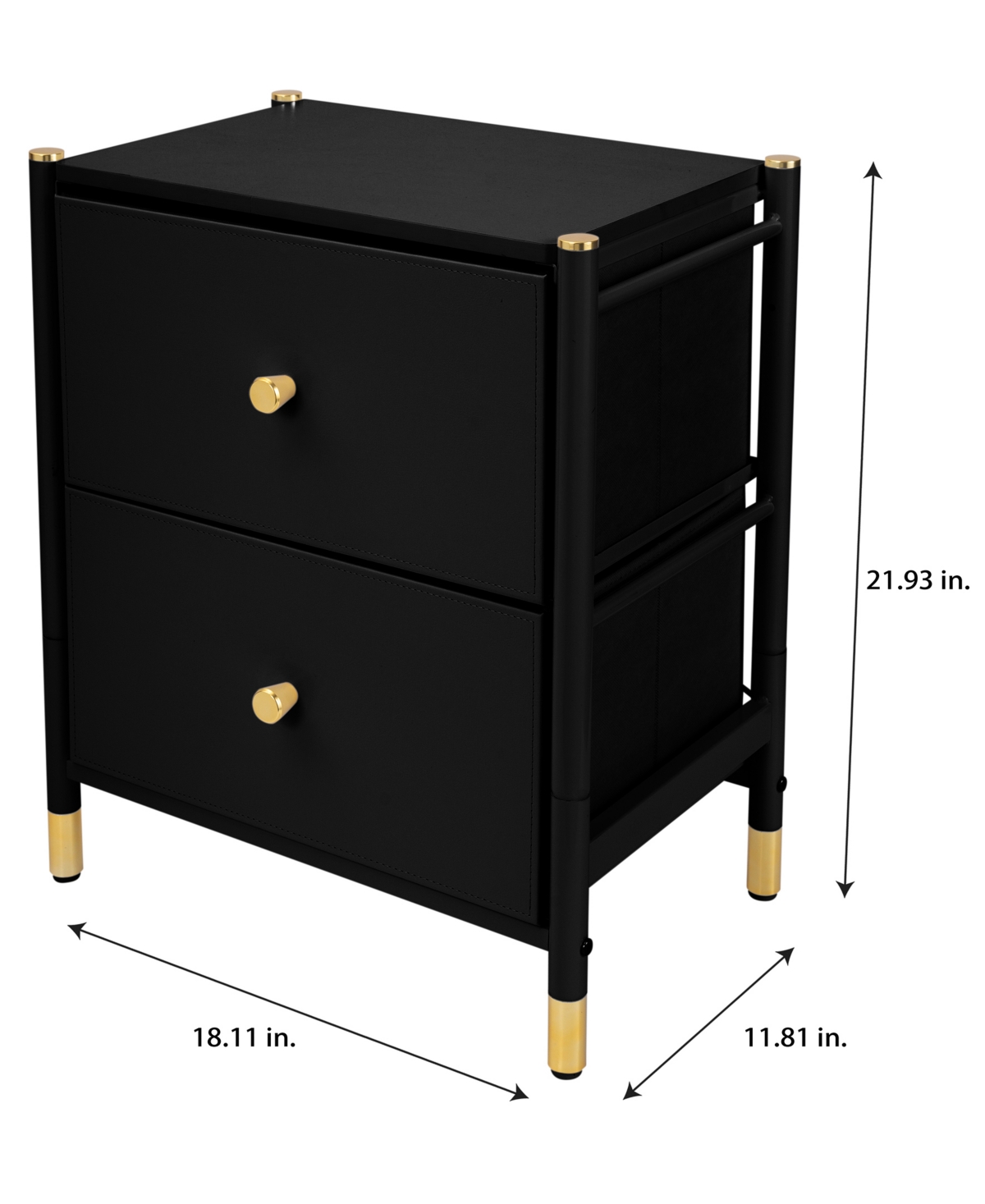 Shop Simplify 2 Drawer Luxury Nightstand In Black