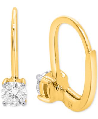 Lab Grown Diamond Leverback Earrings (1/2 ct. t.w.) in Sterling Silver or  14K Gold-Plated Sterling Silver