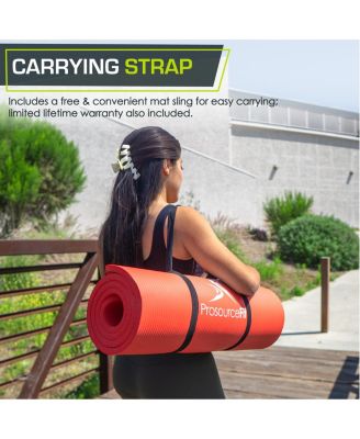 Extra Thick Yoga and Pilates Mat with Sling, 1/2 Inch