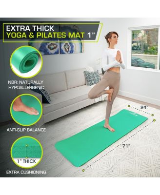 Extra Thick Yoga and Pilates Mat with Sling, 1"