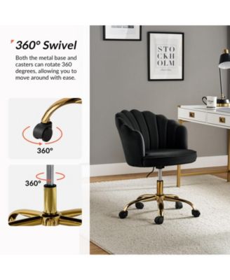 Woman Modern Cute Shell Back Upholstered Desk Chair for Vanity, Living Room