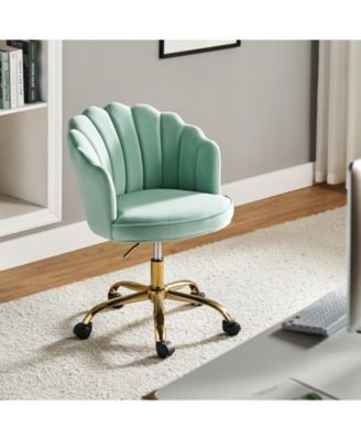 Woman Modern Cute Shell Back Upholstered Desk Chair for Vanity, Living Room