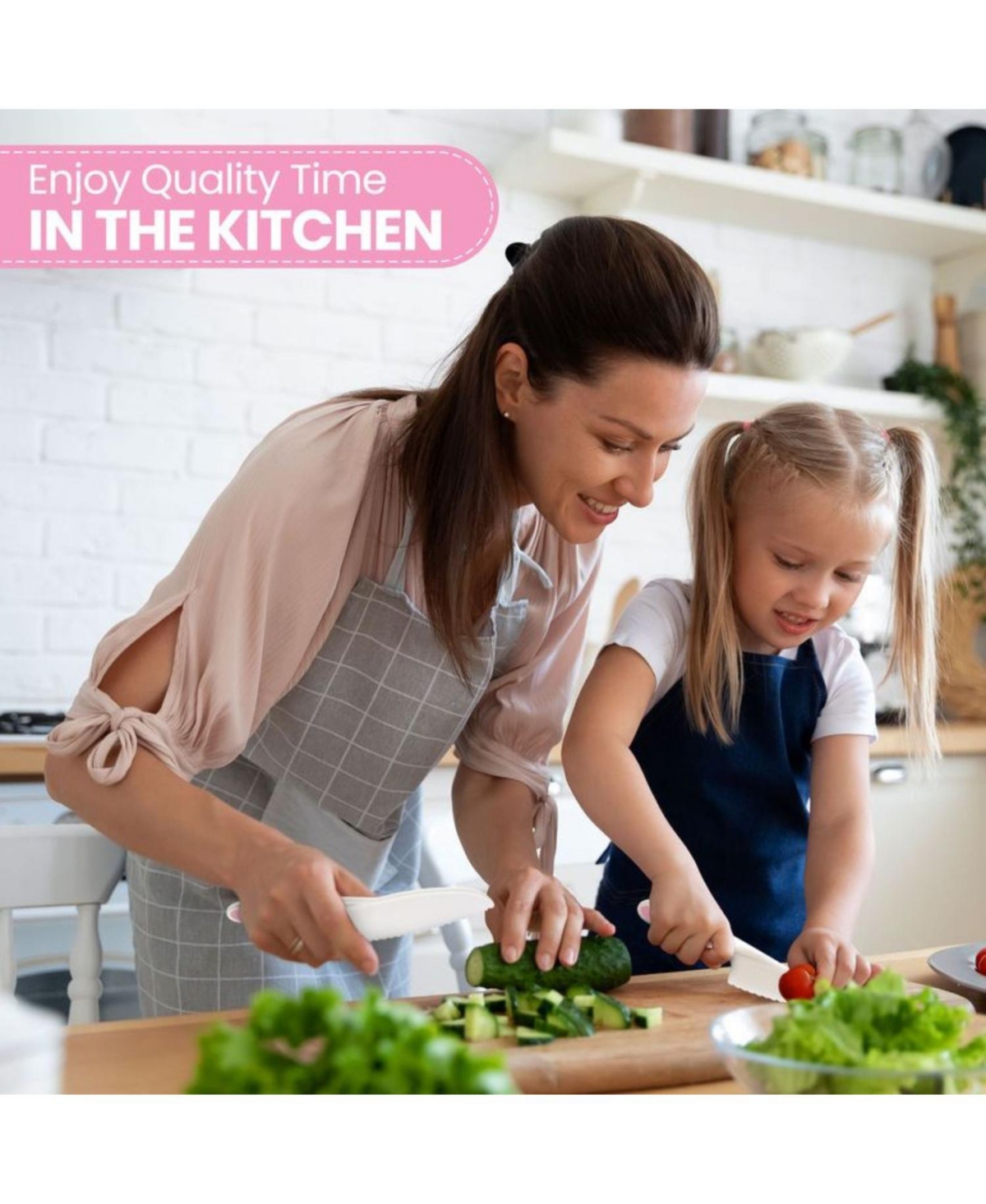 Zulay Kitchen 3-Piece Kids Knife for Real Cooking & Baking - Toddler Knives for Cutting Fruits, Veggies, & Cake