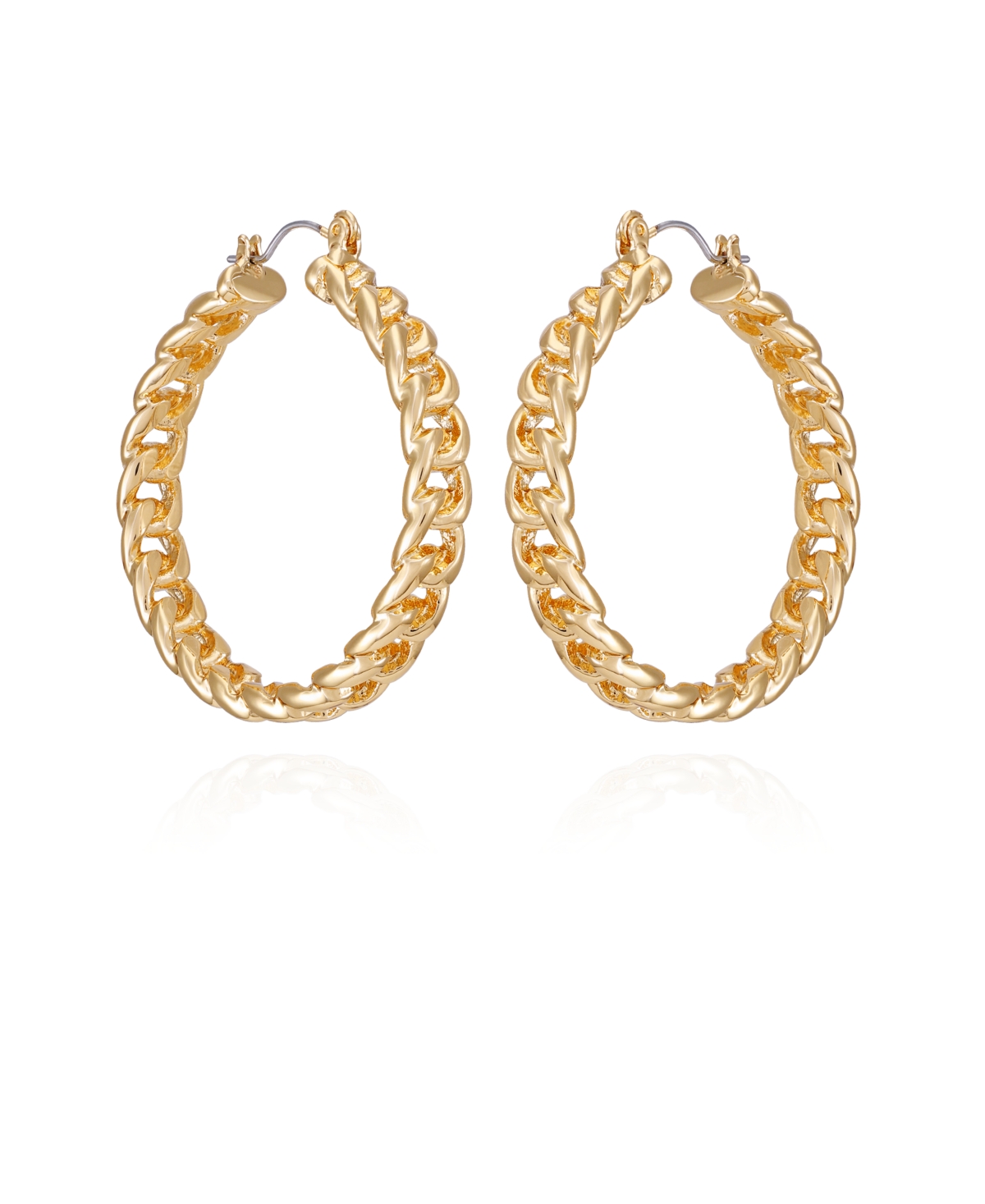 Gold Tone Textured Woven Hoop Earrings - Gold