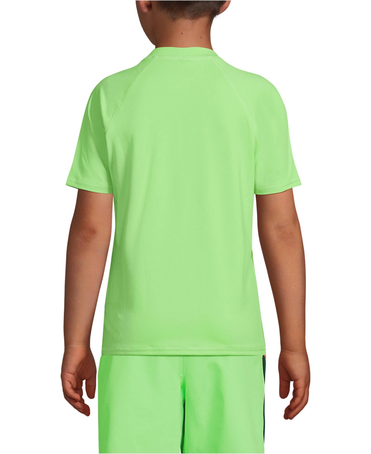 Lands' End Big Boys Chlorine Resistant Short Sleeve Crew Neck Upf 50 Rash Guard