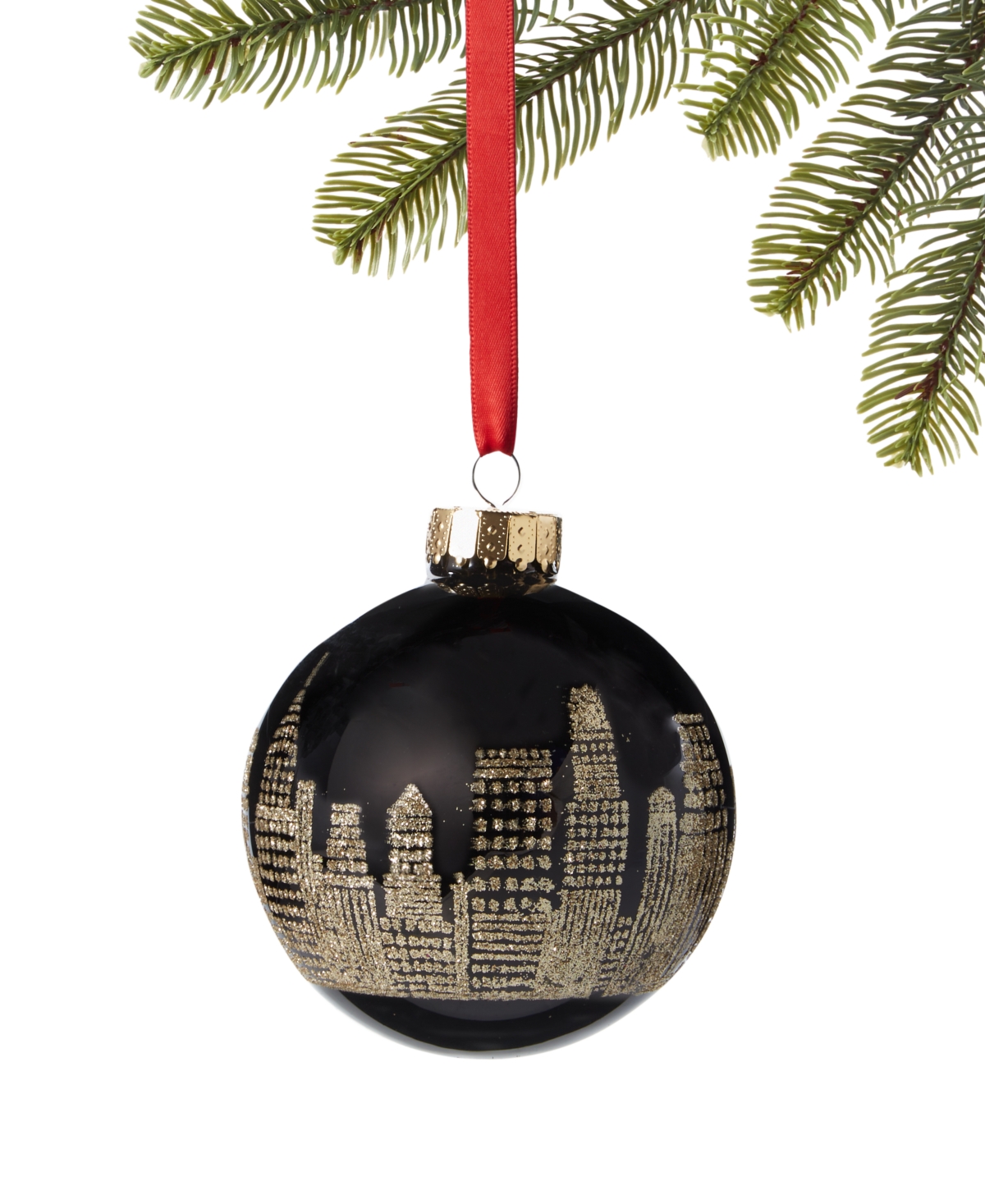 Holiday Lane Shine Bright Black And Gold Round Ornament, Exclusively At Macy's In No Color