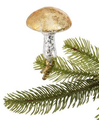 Holiday Lane - Northern Holiday Mercury Glass Gold-Tone Mushroom Clip Ornament