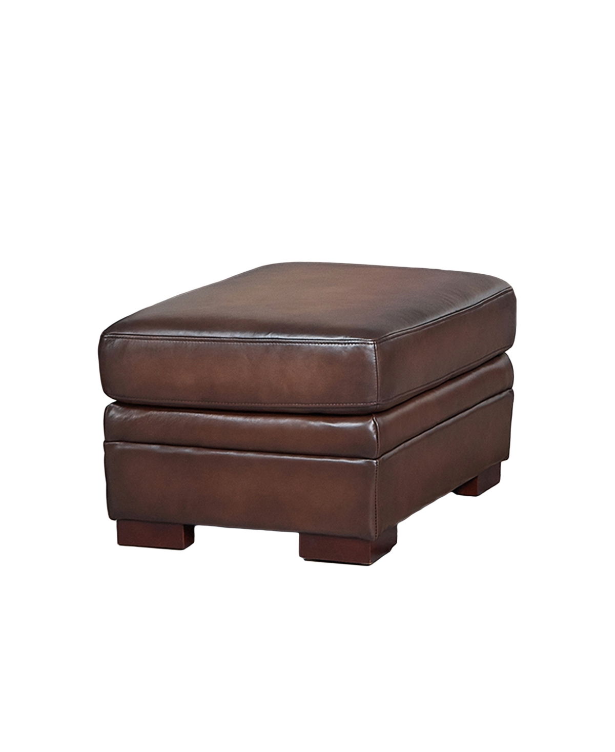 Hydeline Brookfield 30" Top Grain Leather Ottoman In Caramel Brown