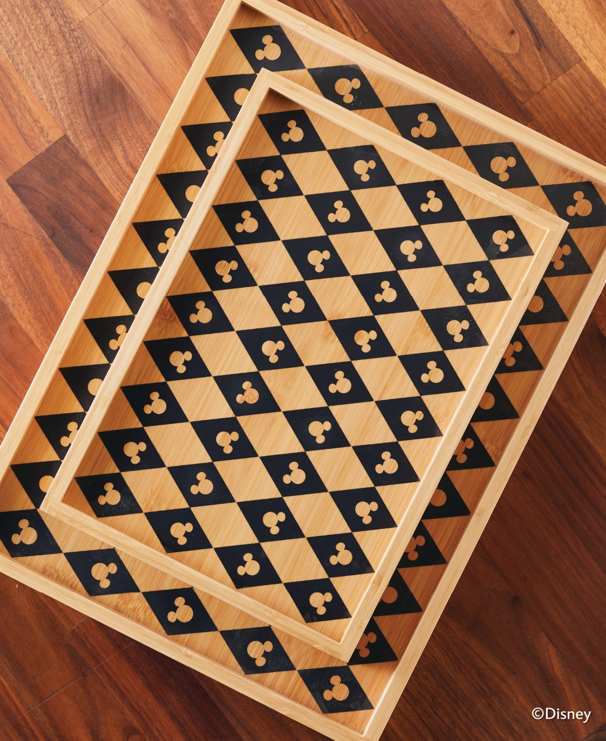 Disney Monochrome Bamboo Large Serving Tray In Brown