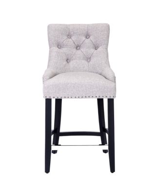 24" Linen Tufted Buttons Upholstered Wingback Counter Stool (Set of 2)