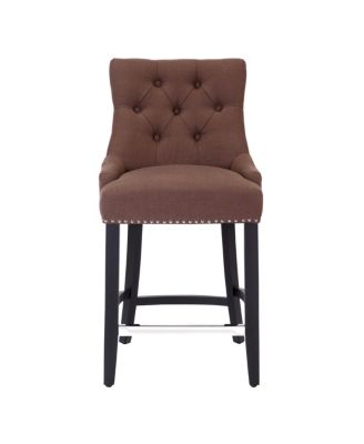 24" Linen Tufted Buttons Upholstered Wingback Counter Stool (Set of 2)