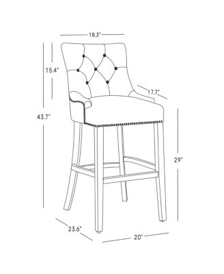 29" Linen Tufted Buttons Upholstered Wingback Bar Stool (Set of 2)