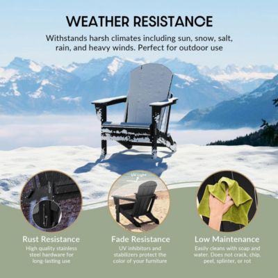 3 Piece Set Outdoor Folding Adirondack Chairs with Side Table