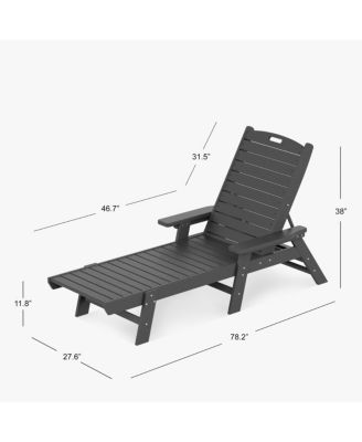 3 Pieces Set Poly Adirondack Outdoor Chaise Lounges with Side Table