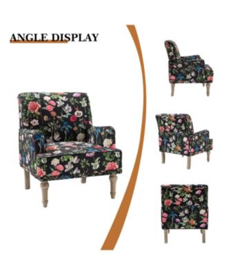 Montross Traditional Wooden Upholstered  Armchair with Floral Patterns