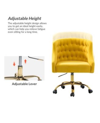   Standard   Velvet, Gold Metal   Stylish, Compact Desk Chair