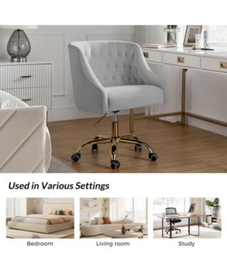   Standard   Velvet, Gold Metal   Stylish, Compact Desk Chair