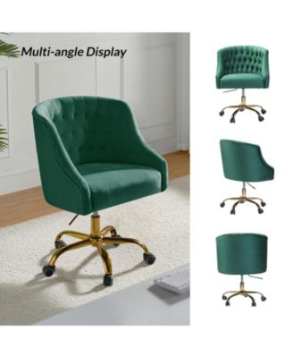   Standard   Velvet, Gold Metal   Stylish, Compact Desk Chair