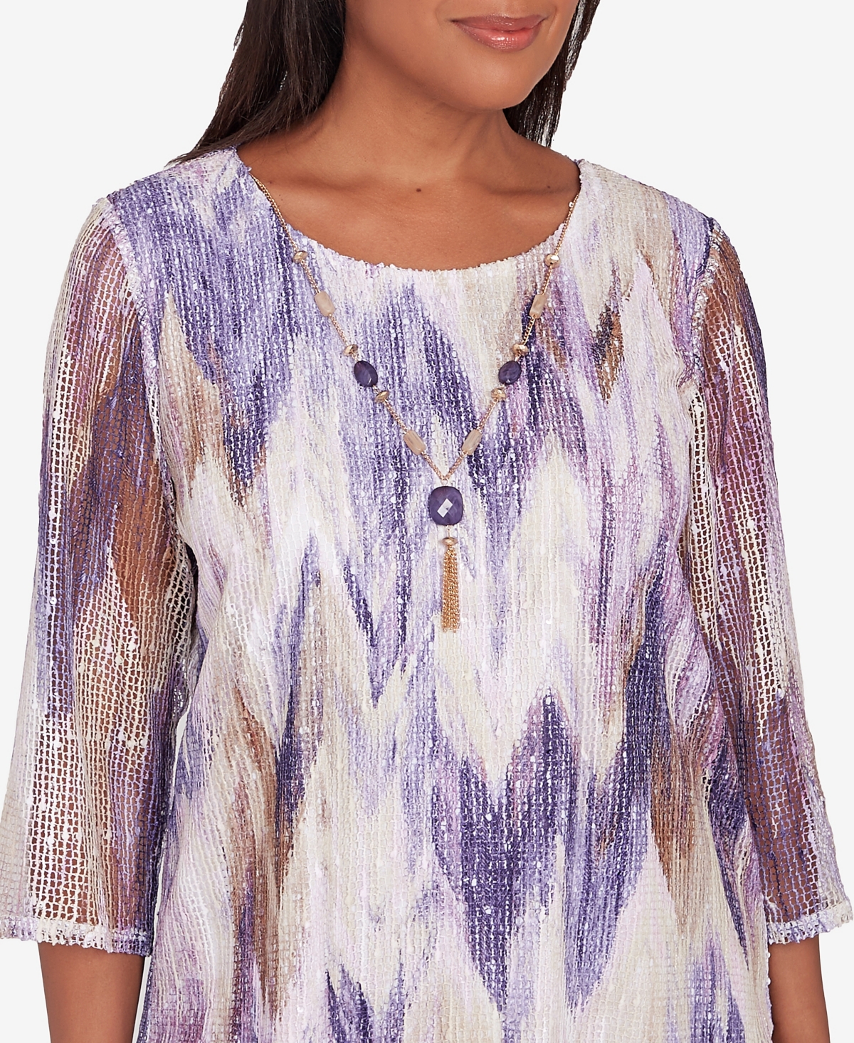 Alfred Dunner Charm School Women's Chevron Popcorn Knit Top
