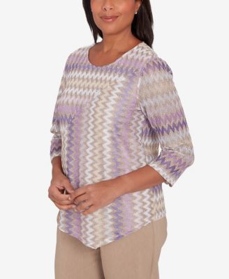 Charm School Women's Sparkling Zig Zag Stripe Top