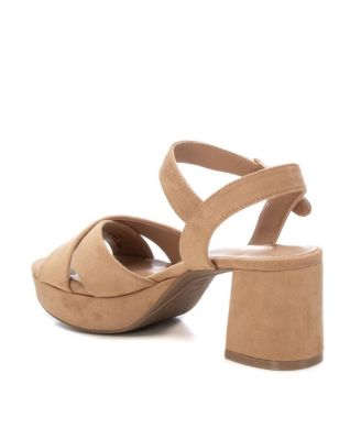 Women's Suede Heeled Platform Sandals By XTI