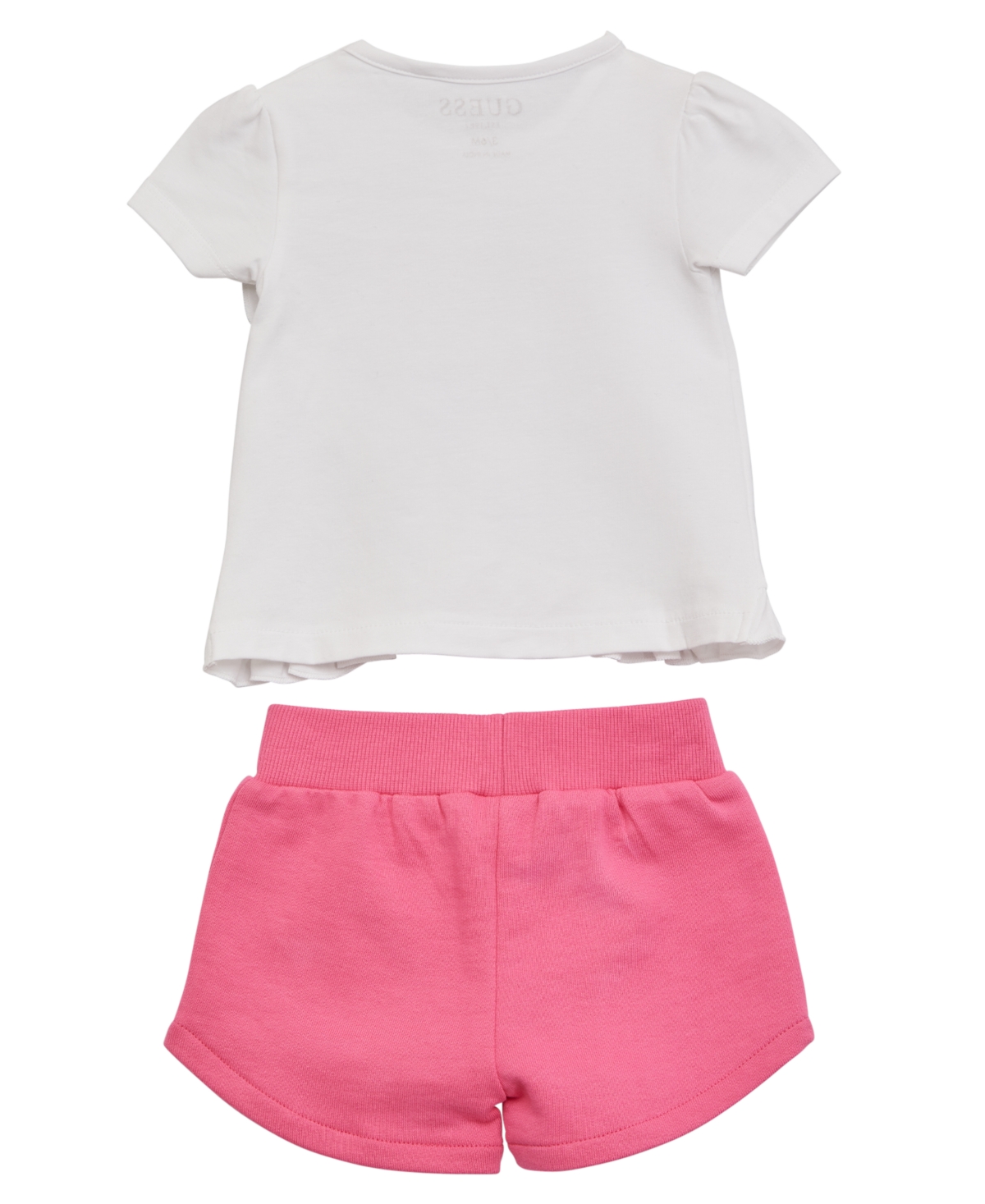 Shop Guess Baby Girls Short Sleeve Top And Short Set In Pure White