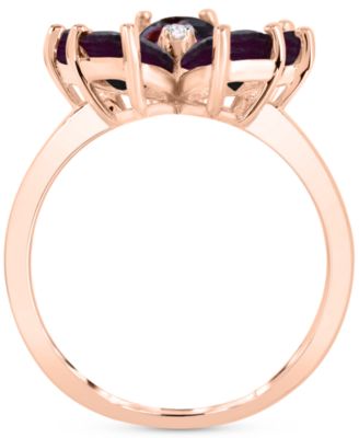 Rhodolite (3-1/2 ct. t.w.) & Diamond Accent Flower Ring in 14k Rose Gold-Plated Sterling Silver