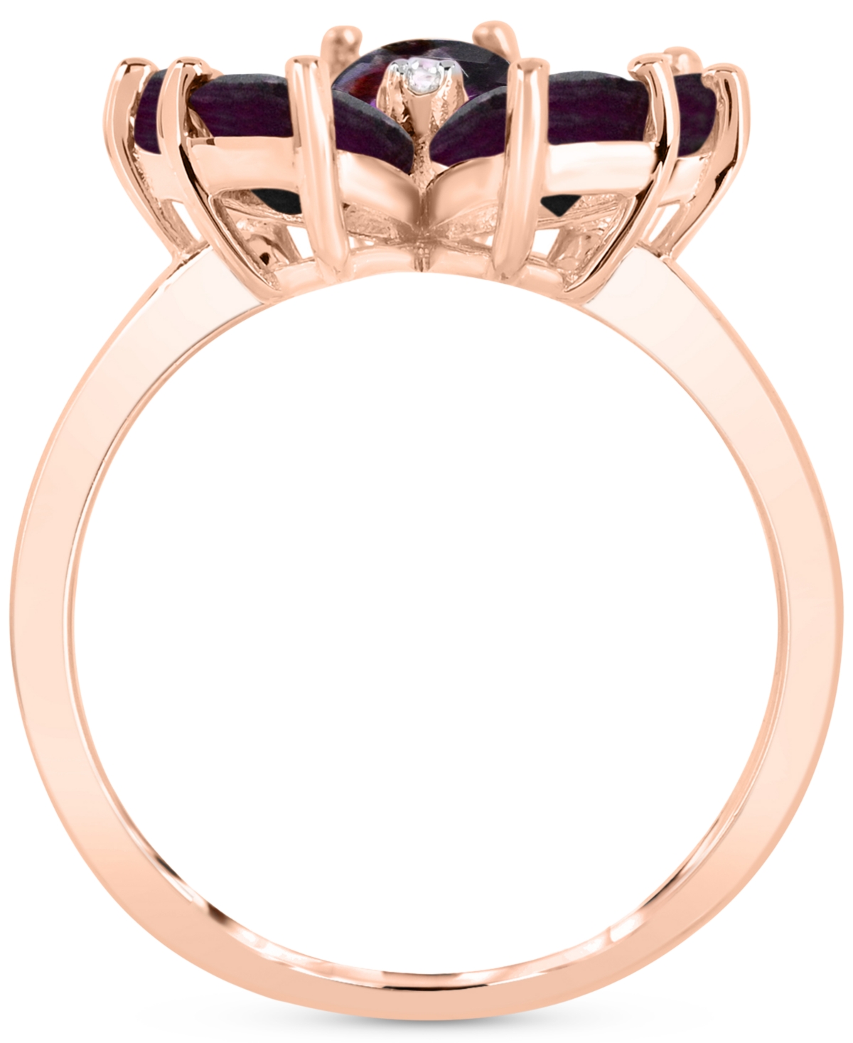 Macy's Rhodolite (3-1/2 Ct. T.w.) & Diamond Accent Flower Ring In 14k Rose Gold-plated Sterling Silver In Rhodolite