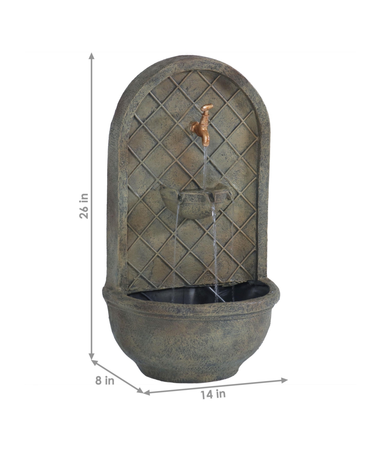 Sunnydaze Decor Messina Outdoor Solar Wall Fountain with Battery - Florentine