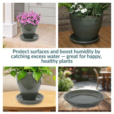 Outdoor/Indoor High-Fired Glazed UV- and Frost-Resistant Ceramic Flower Pot Planter Saucers - 2-Pack