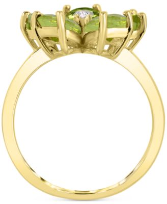 Peridot (3-1/2 ct. t.w.) & Diamond Accent Flower Ring in 14k Gold-Plated Sterling Silver