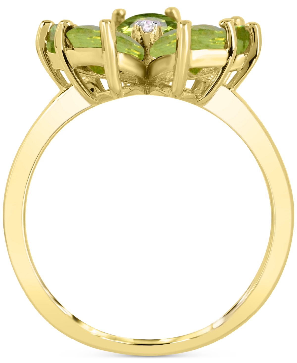 Macy's Peridot (3-1/2 Ct. T.w.) & Diamond Accent Flower Ring In 14k Gold-plated Sterling Silver In Peridot