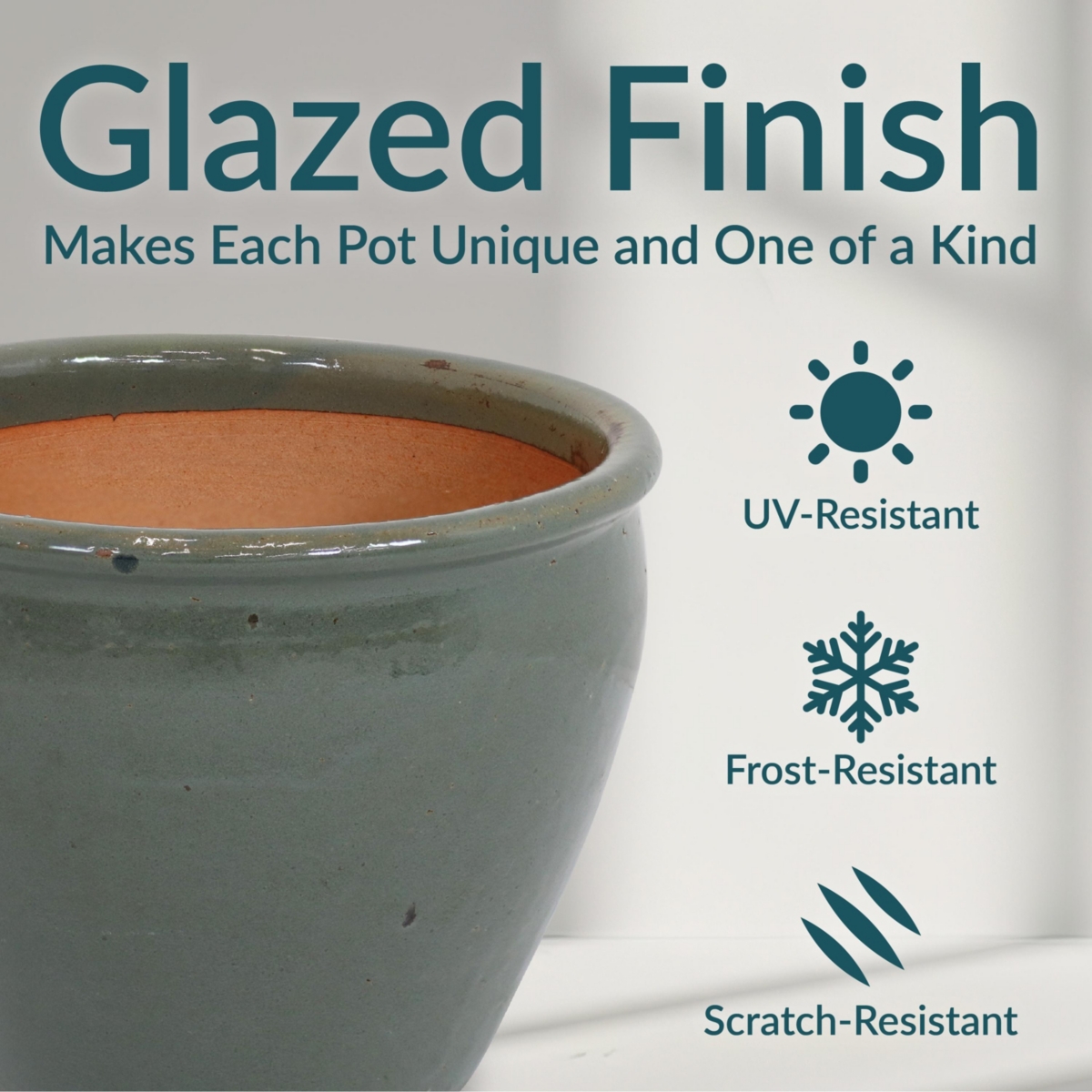 Sunnydaze Decor Chalet High-Fired Glazed Ceramic Planter - Gray