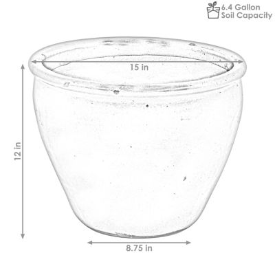 Indoor/Outdoor Ocean Villa Decorative Glazed Ceramic Planter for Greenery or Flowers - 15"